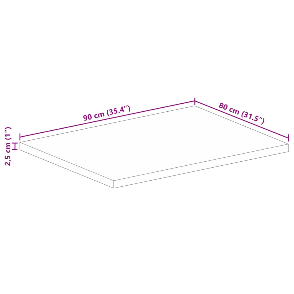 Ploča stola 90x80x2,5 cm Pravokutna Masivno Drvo Mango