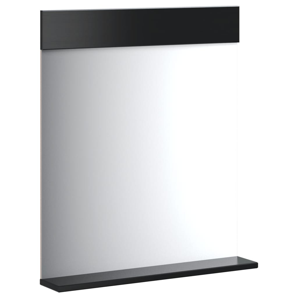 Kupaonsko ogledalo s policom BERG crno 60x12x70 cm masivno drvo