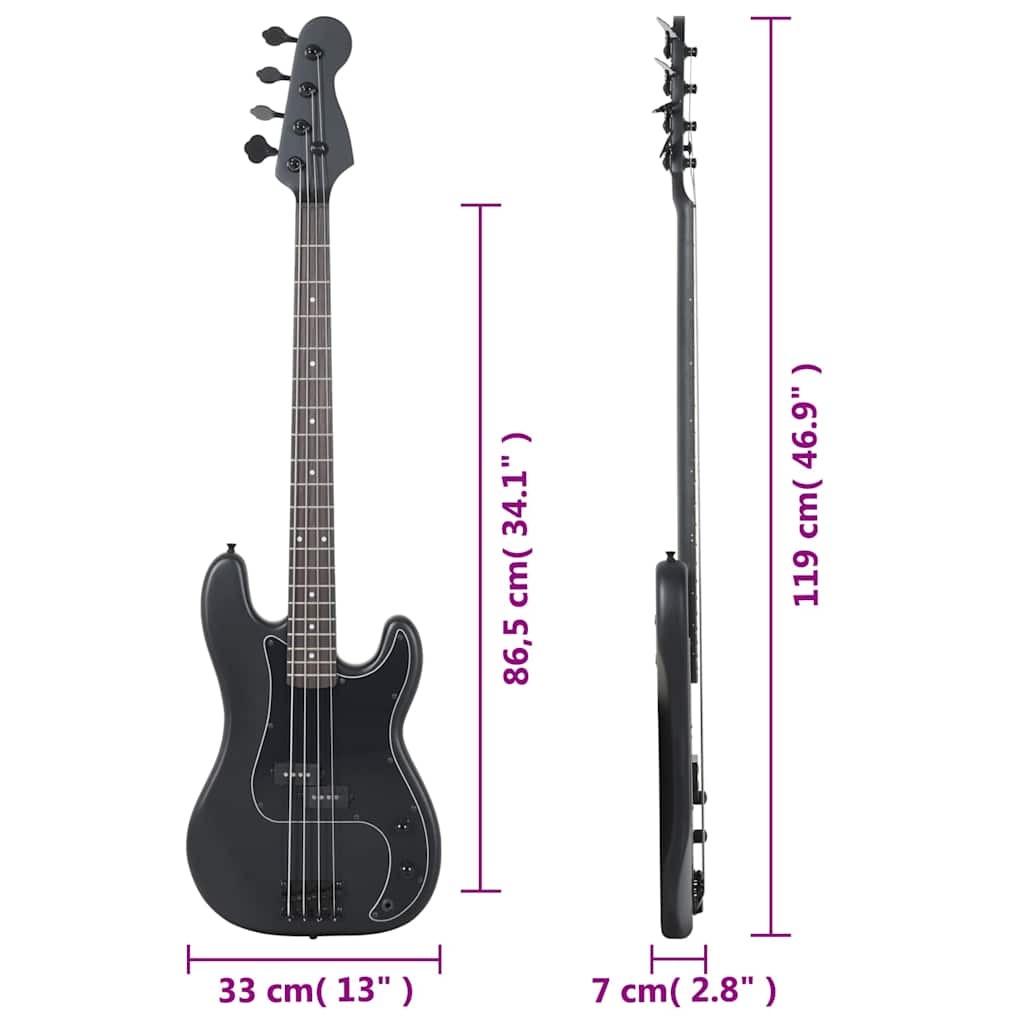 Električna bas gitara za početnike s torbom crna 4/4 46 "