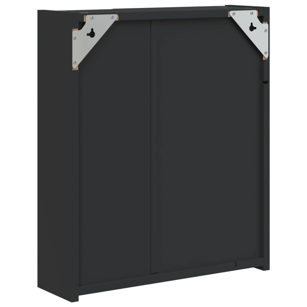 Kupaonski ormarić s ogledalom i LED svjetlom crni 45x13x52 cm