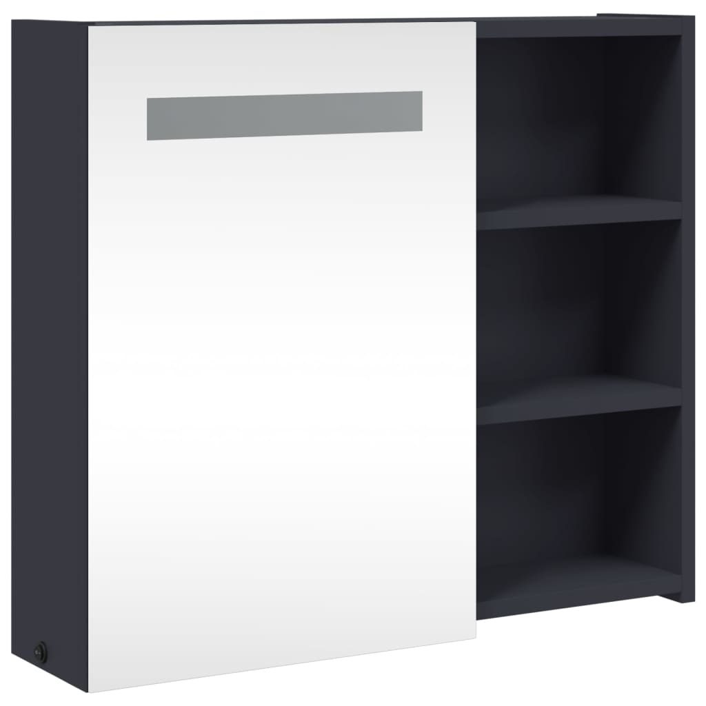 Kupaonski ormarić s ogledalom i LED svjetlom sivi 60x13x52 cm