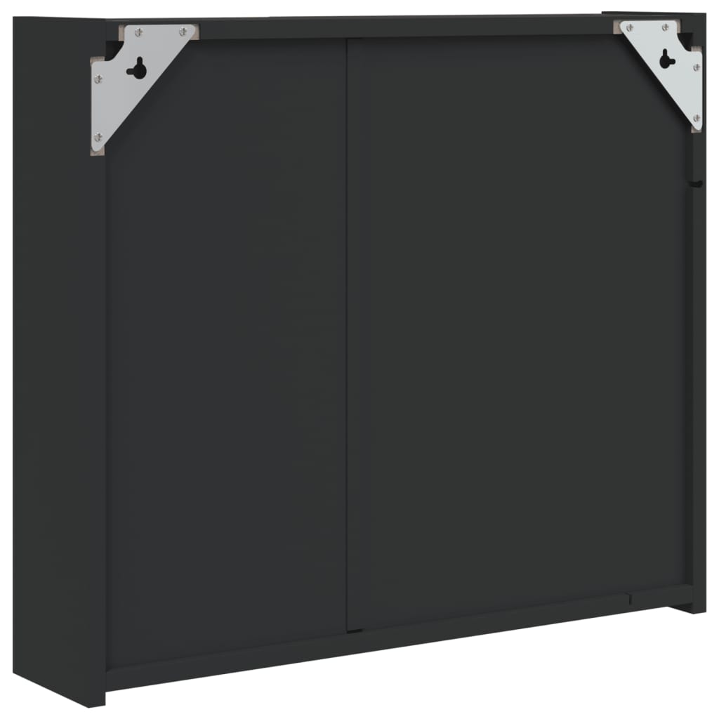 Kupaonski ormarić s ogledalom i LED svjetlom crni 60x13x52 cm