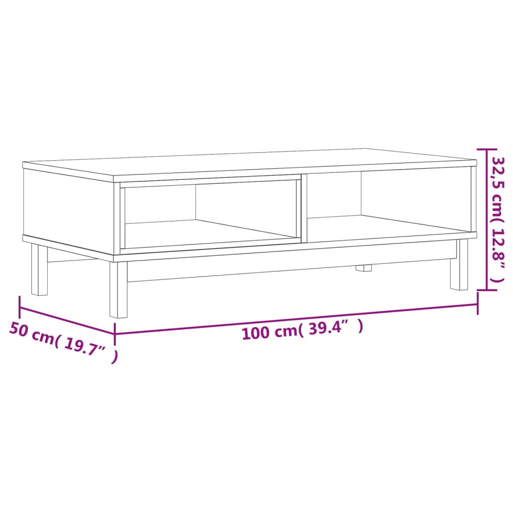 Stolić za kavu FLAM 100 x 50 x 32,5 cm od masivne borovine