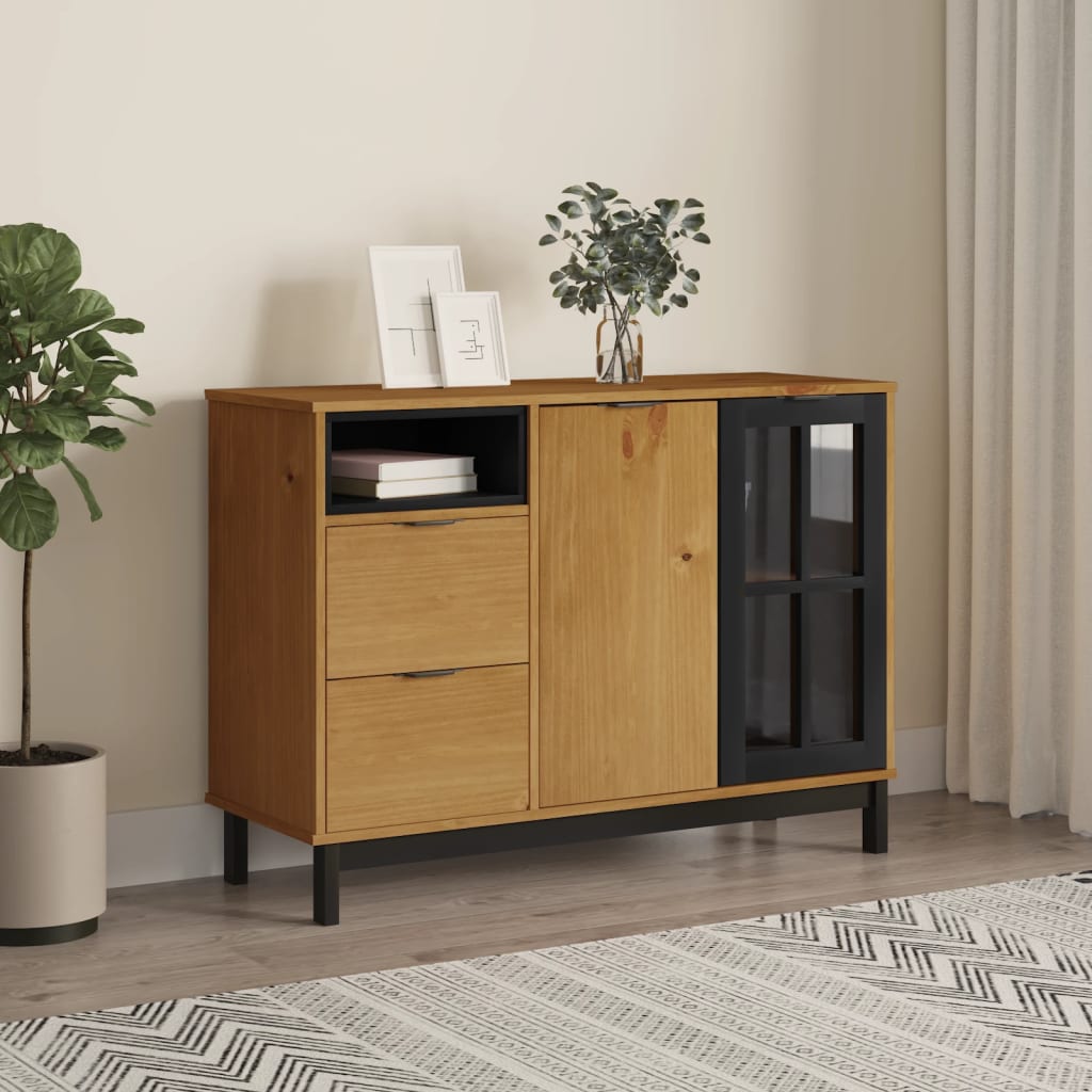 Komoda sa staklenim vratima FLAM 110x40x80 cm masivna borovina