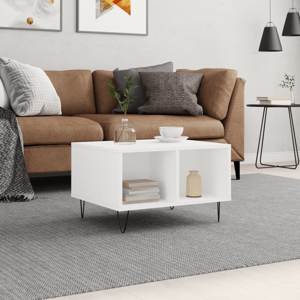 Stolić za kavu bijeli 60 x 50 x 36,5 cm od konstruiranog drva