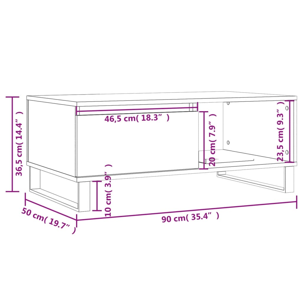 Stolić za kavu smeđa boja hrasta 90x50x36,5cm konstruirano drvo