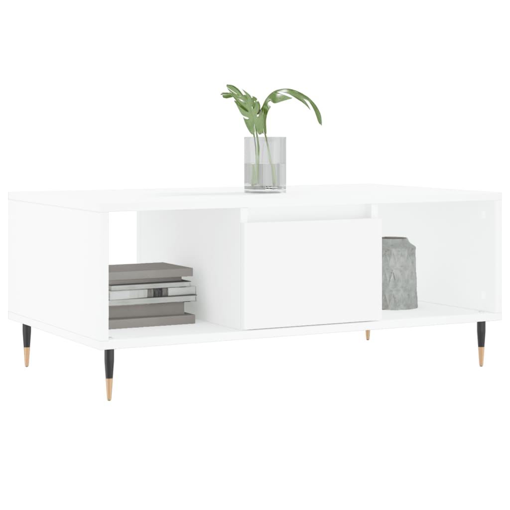 Stolić za kavu bijeli 90 x 50 x 36,5 cm od konstruiranog drva