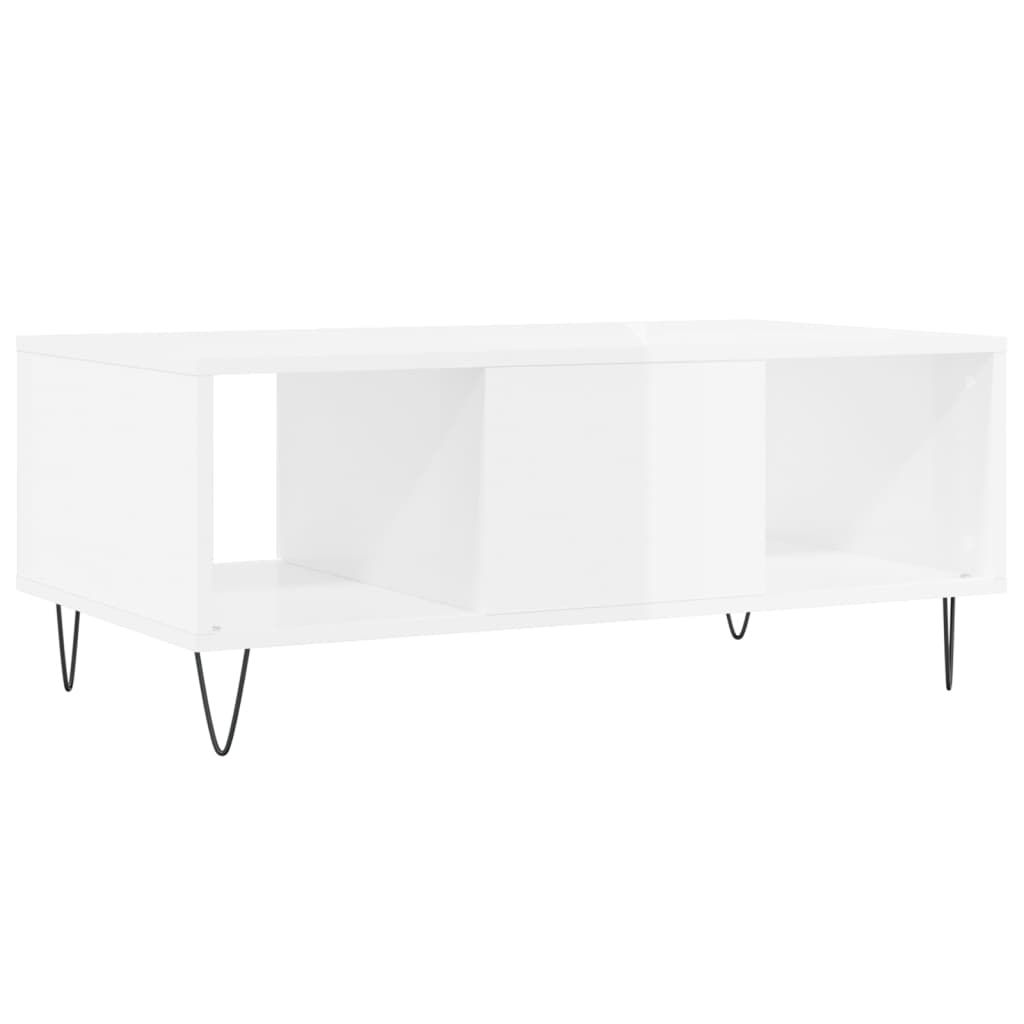 Stolić za kavu sjajni bijeli 90x50x36,5 cm konstruirano drvo