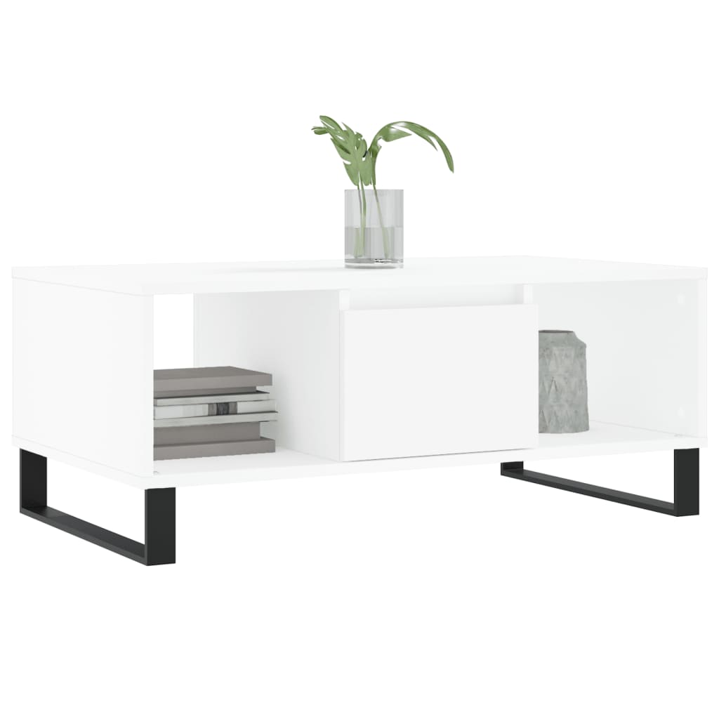 Stolić za kavu bijeli 90 x 50 x 36,5 cm od konstruiranog drva