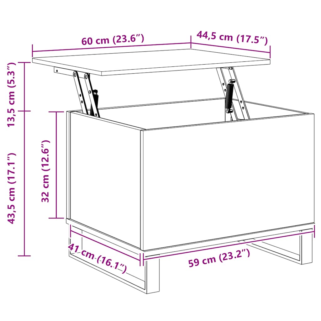 Stolić za kavu Smeđi hrasta 60 x 44,5 x 45 cm konstruirano drvo