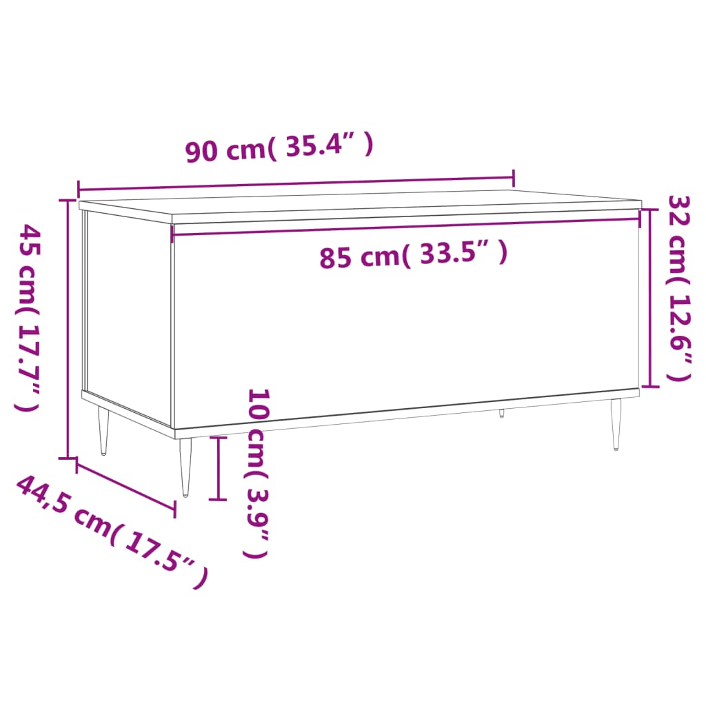 Stolić za kavu boja hrasta 90 x 44,5 x 45 cm konstruirano drvo