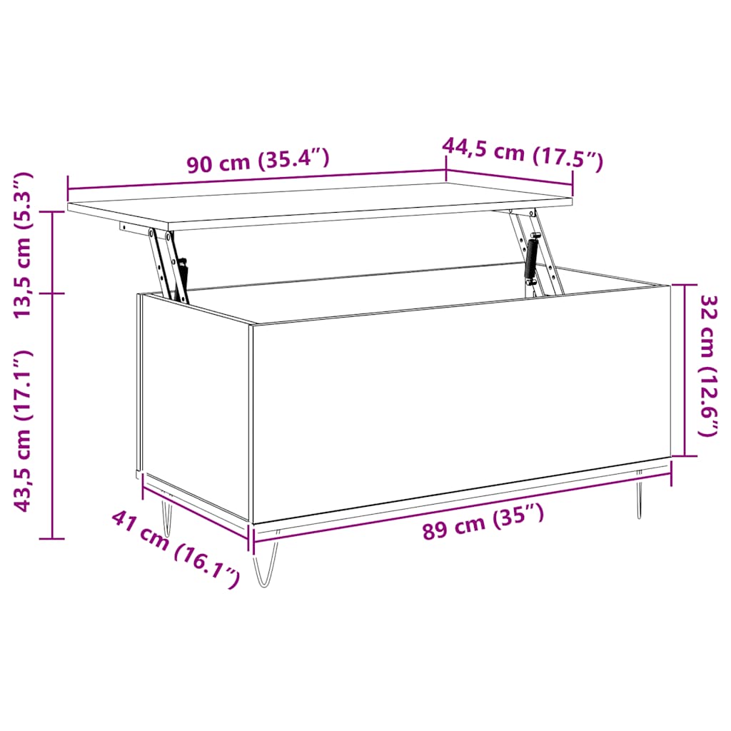 Stolić za kavu bijeli 90 x 44,5 x 45 cm od konstruiranog drva