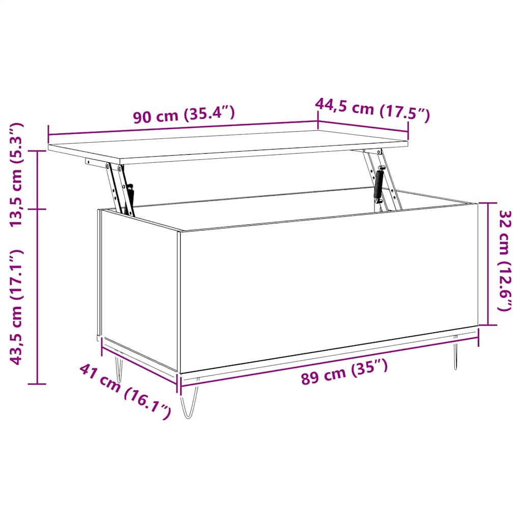 Stolić za kavu crni 90 x 44,5 x 45 cm od konstruiranog drva