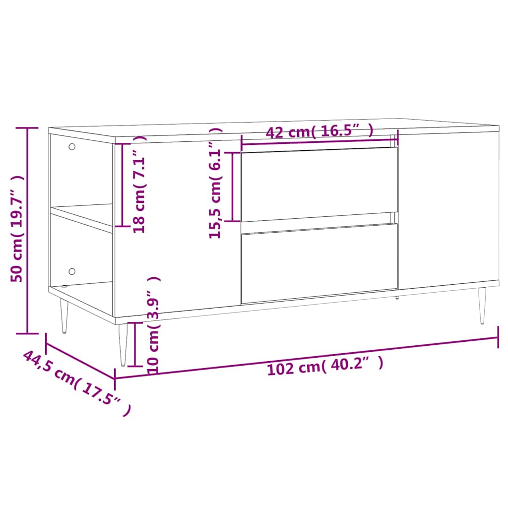 Stolić za kavu boja betona 102x44,5x50 cm od konstruiranog drva