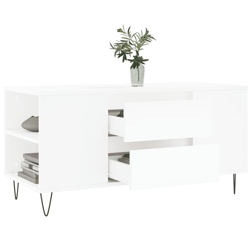 Stolić za kavu bijeli 102 x 44,5 x 50 cm od konstruiranog drva Bijela