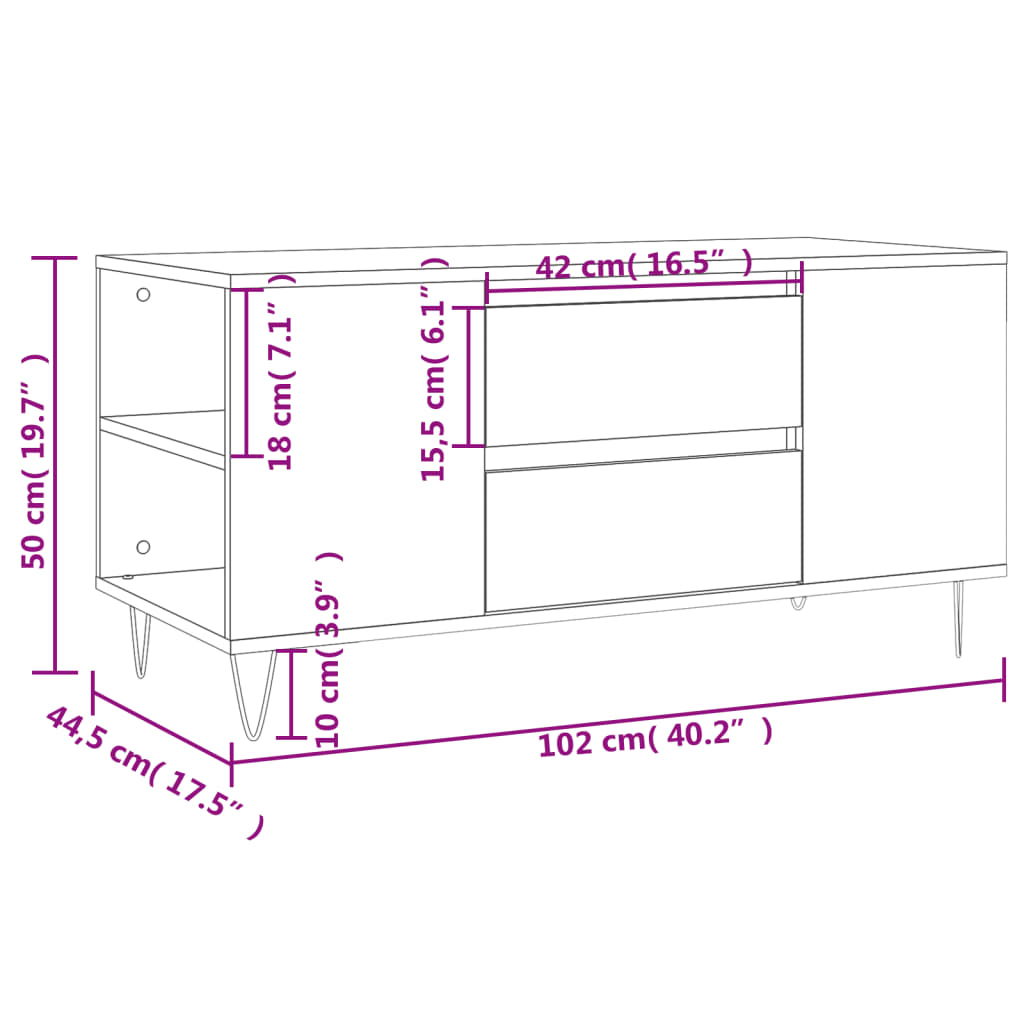 Stolić za kavu bijeli 102 x 44,5 x 50 cm od konstruiranog drva