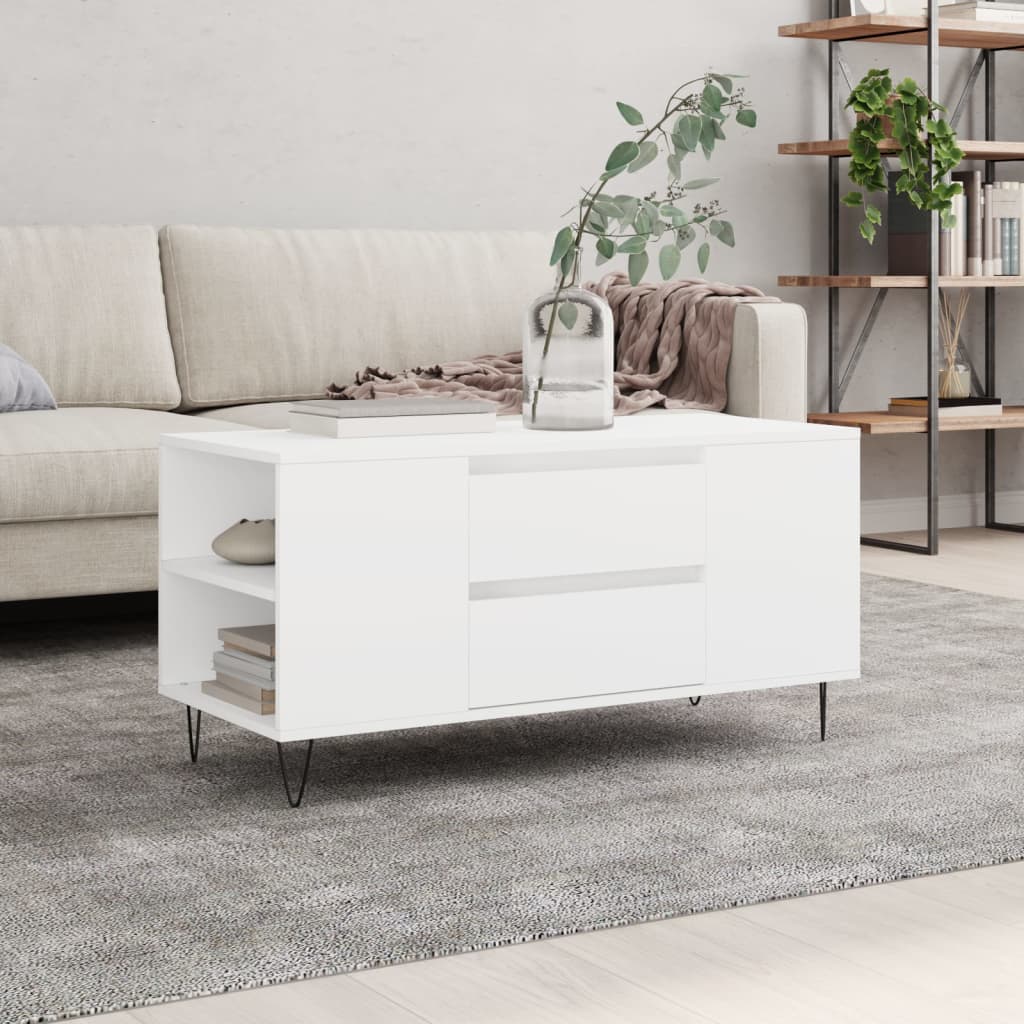 Stolić za kavu bijeli 102 x 44,5 x 50 cm od konstruiranog drva