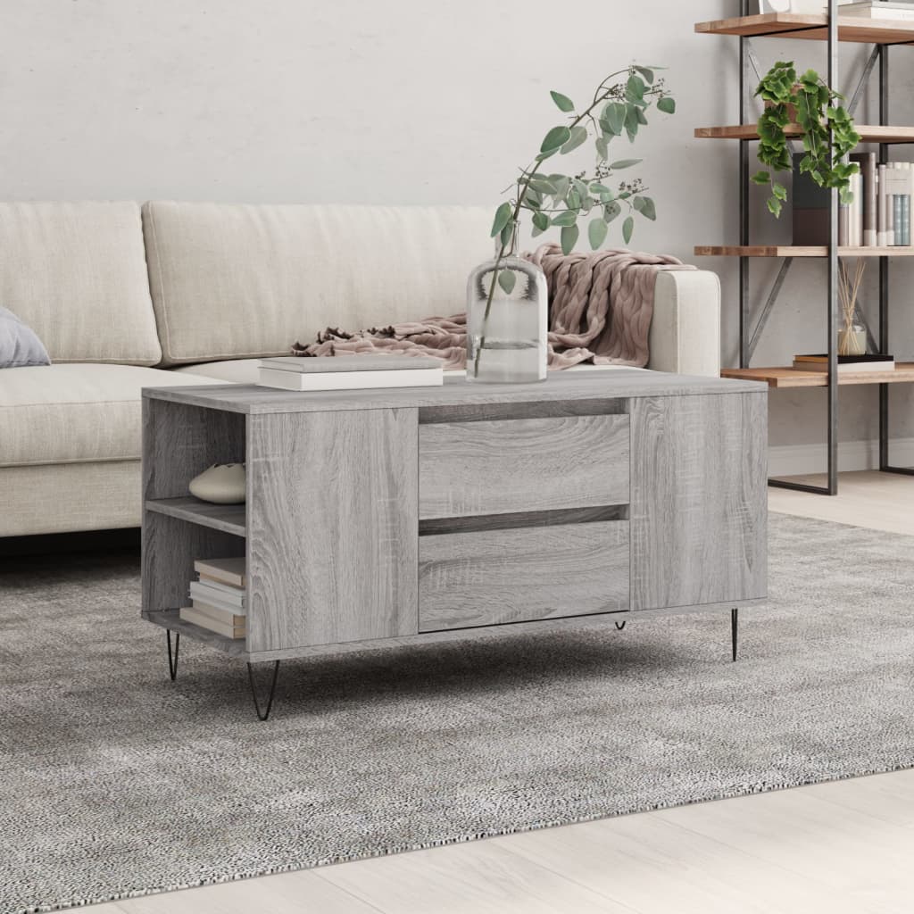 Stolić za kavu boja hrasta 102x44,5x50 cm od konstruiranog drva Siva