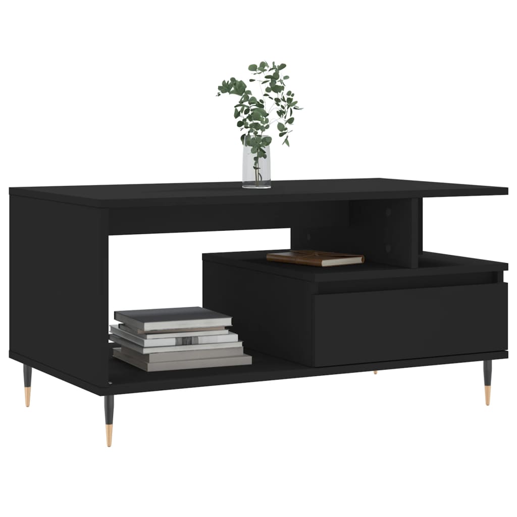 Stolić za kavu crni 90 x 49 x 45 cm od konstruiranog drva