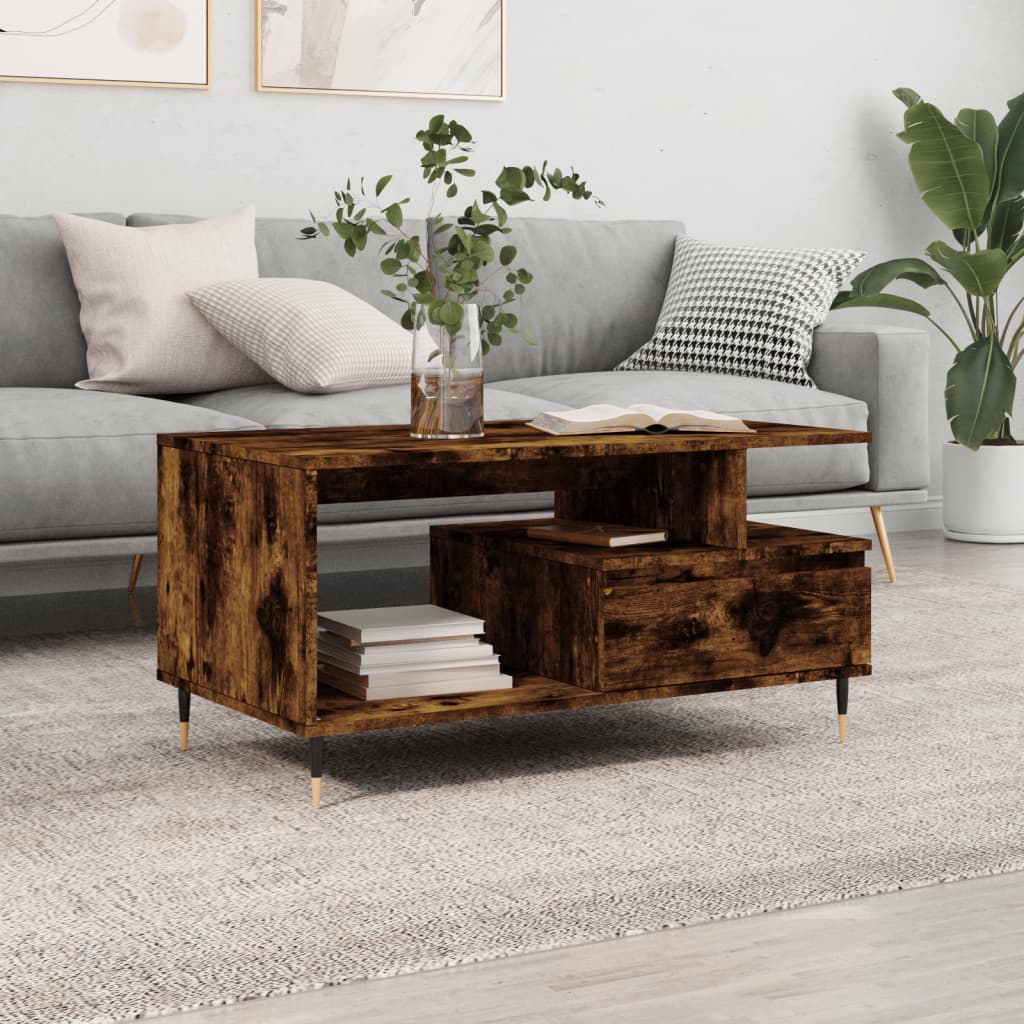 Stolić za kavu boja hrasta 90x49x45 cm konstruirano drvo Smeđa
