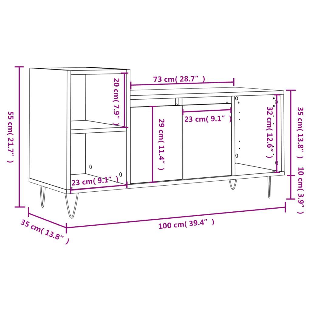 TV ormarić crni 100 x 35 x 55 cm od konstruiranog drva