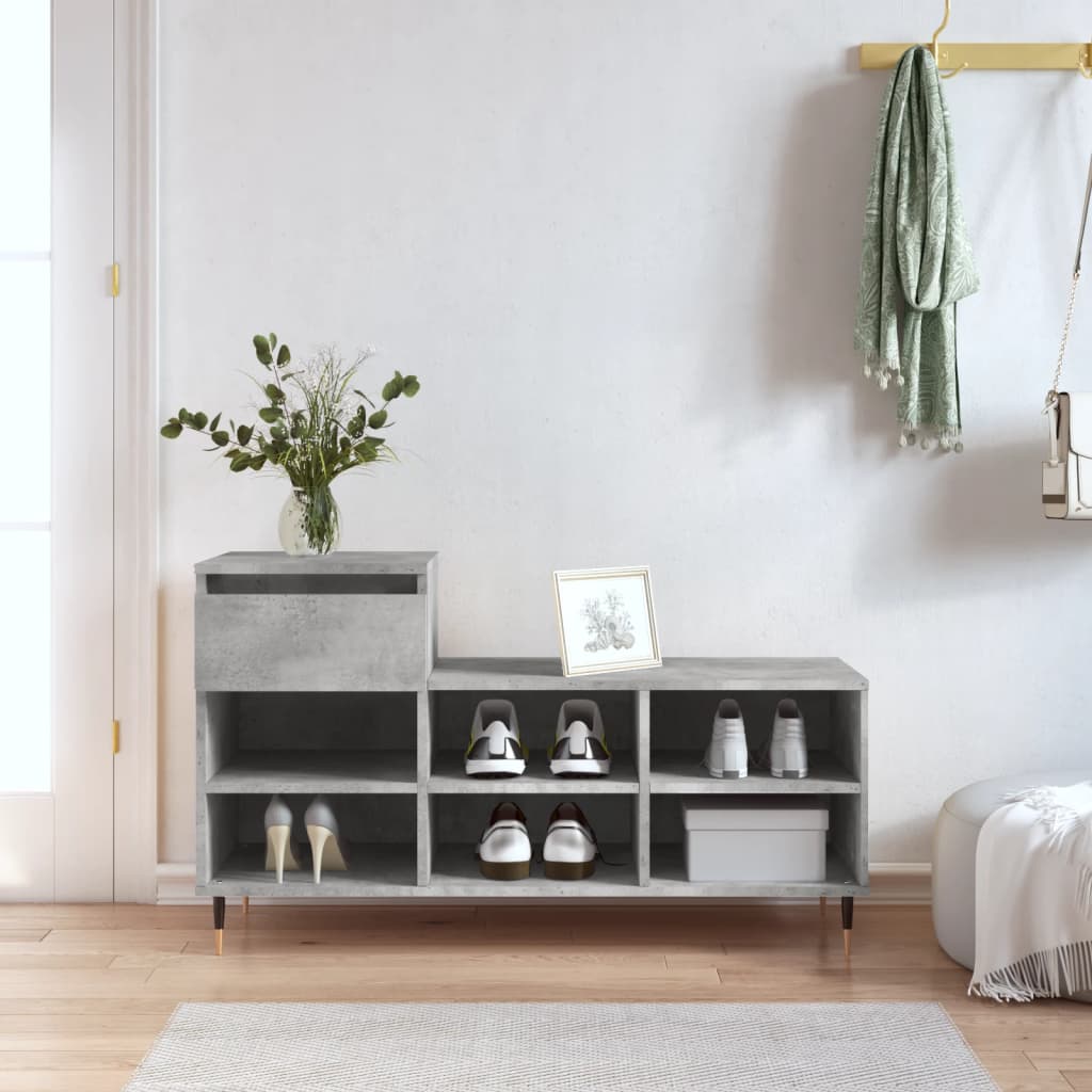 Ormarić za cipele boja betona 102x36x60 cm konstruirano drvo