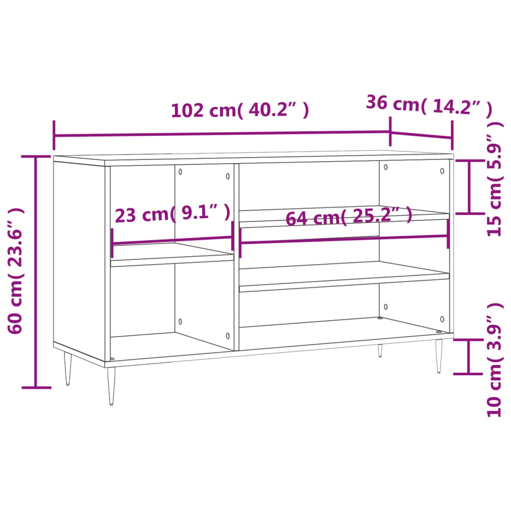 Ormarić za cipele crni 102 x 36 x 60 cm od konstruiranog drva