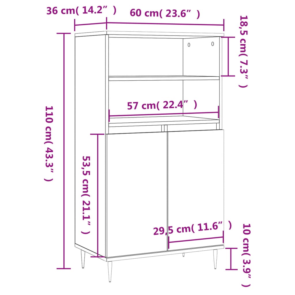 Visoka komoda hrasta sonome 60x36x110 cm od konstruiranog drva