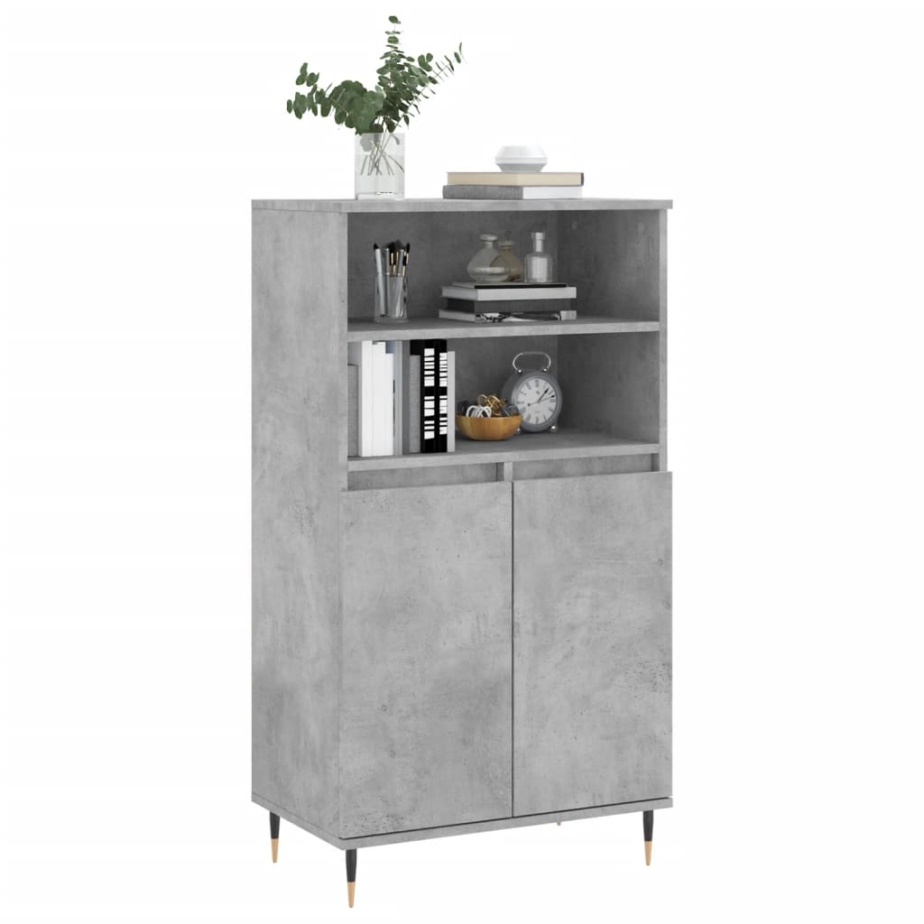 Visoka komoda siva betona 60x36x110 cm od konstruiranog drva