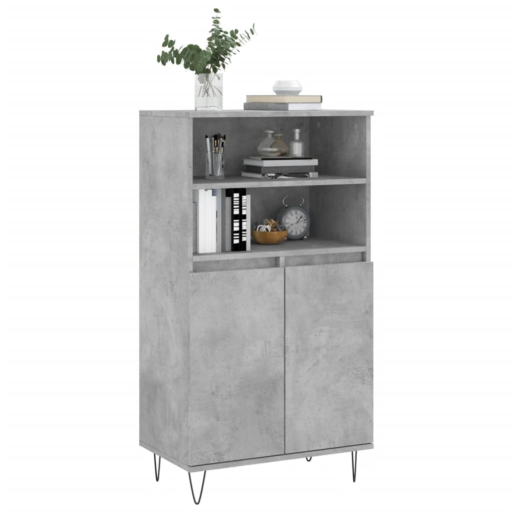 Visoka komoda siva betona 60x36x110 cm od konstruiranog drva