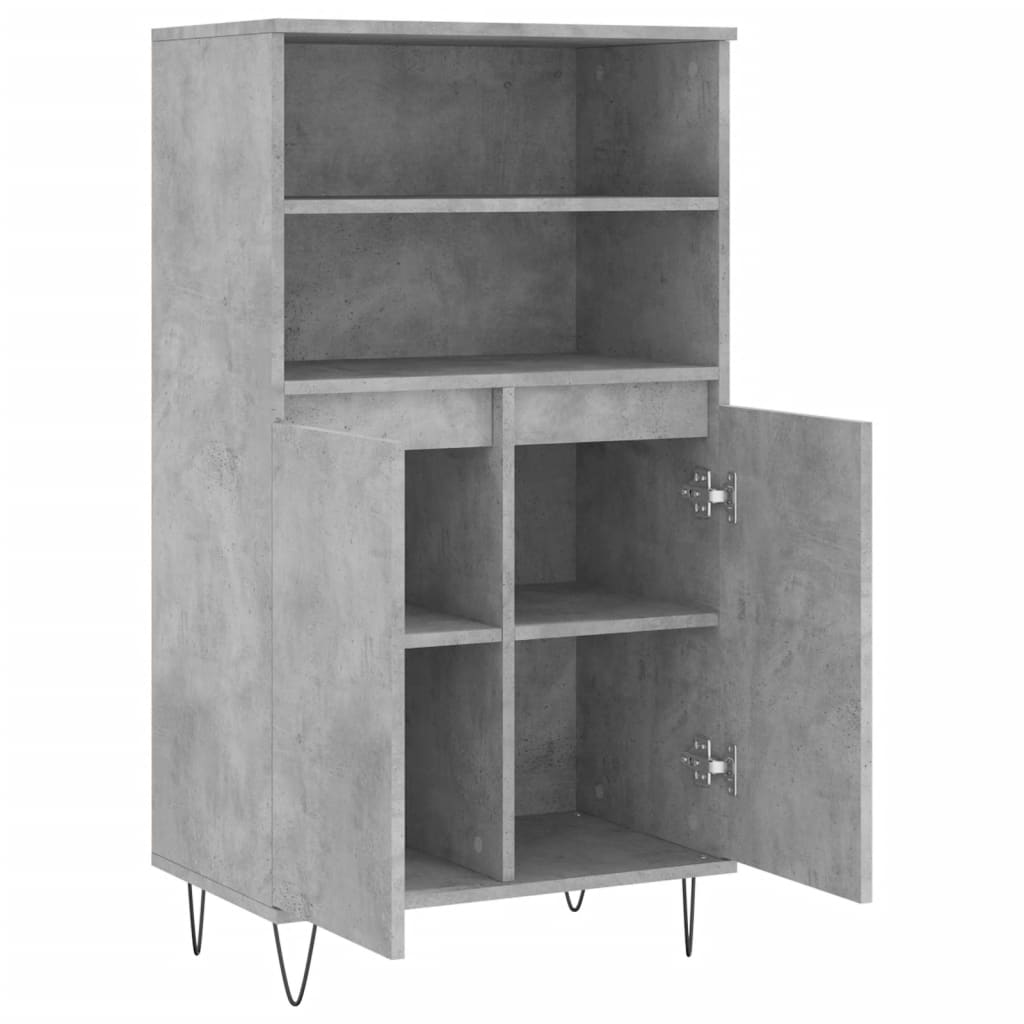 Visoka komoda siva betona 60x36x110 cm od konstruiranog drva