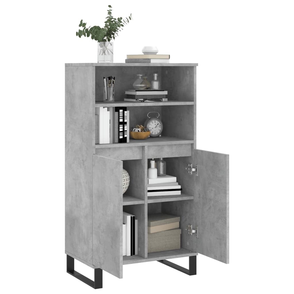 Visoka komoda siva betona 60x36x110 cm od konstruiranog drva