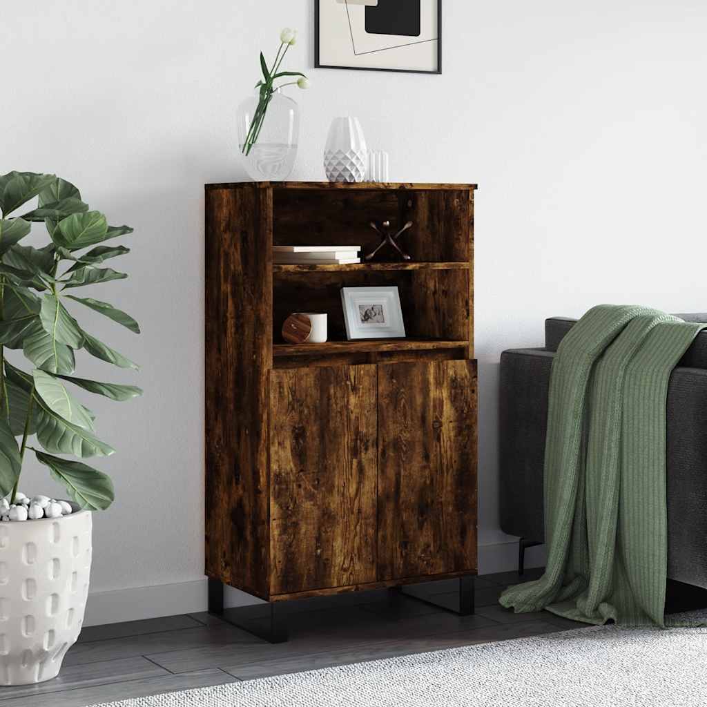 Visoka komoda dimljenog hrasta 60x36x110 cm konstruiranog drva