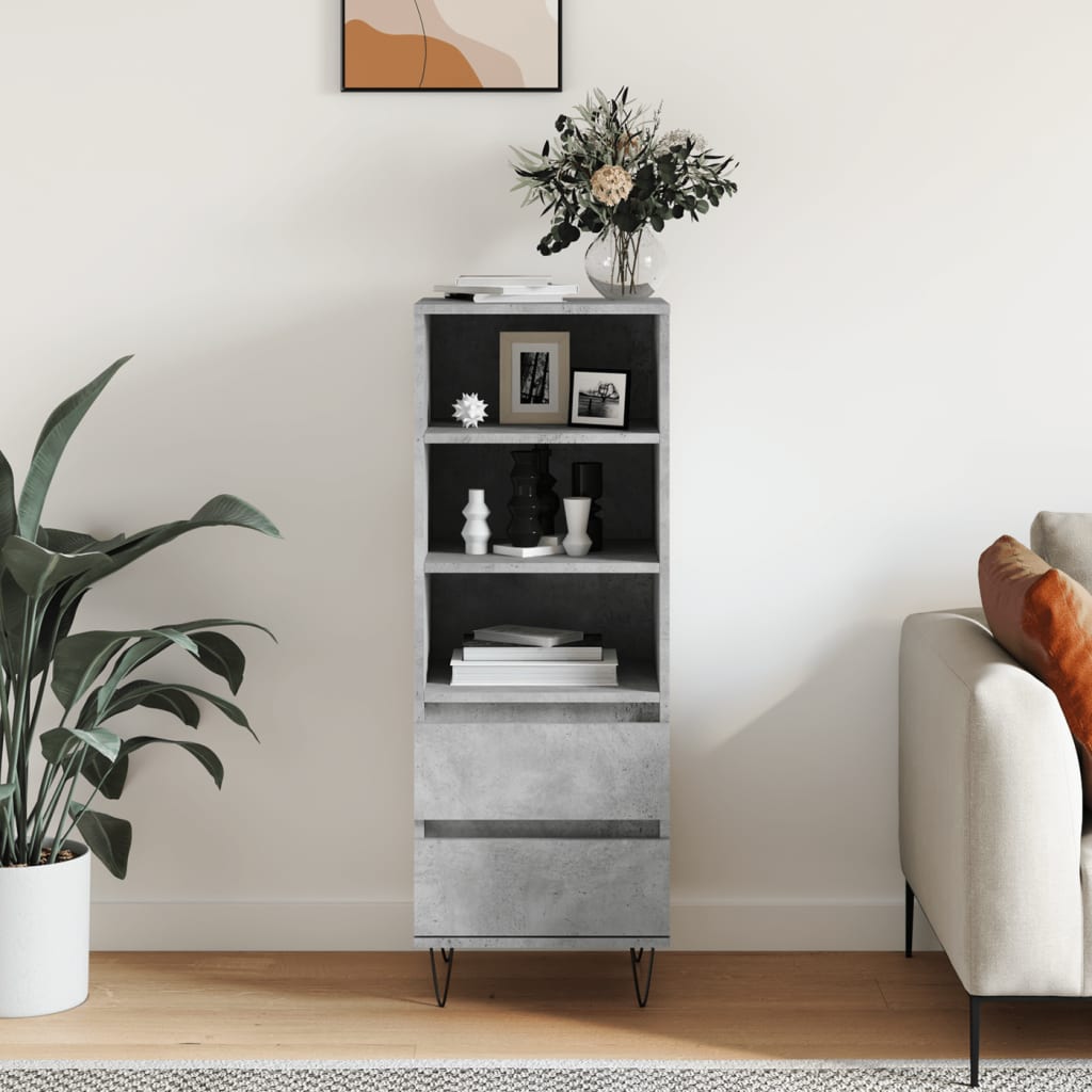 Visoka komoda boja betona 40 x 36 x 110 cm konstruirano drvo