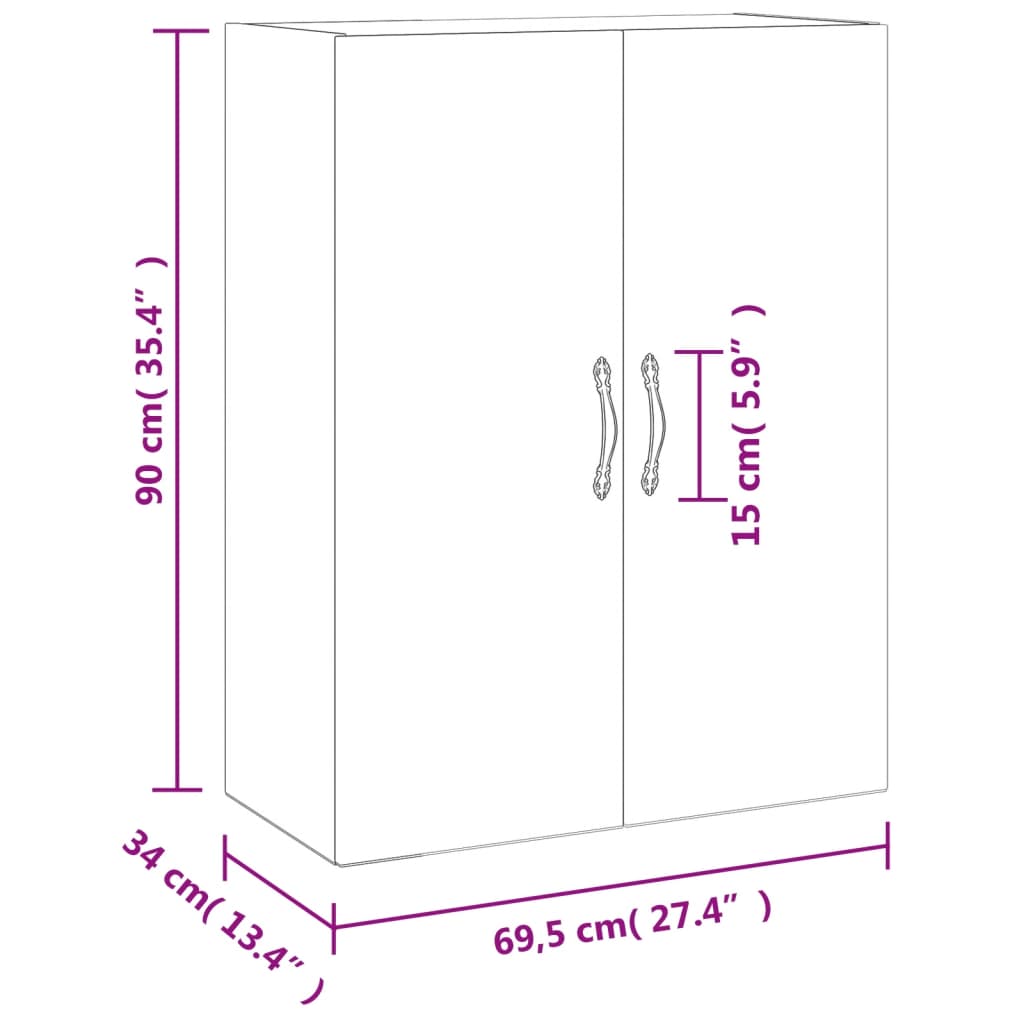 Zidni ormarić bijeli 69,5 x 34 x 90 cm od konstruiranog drva