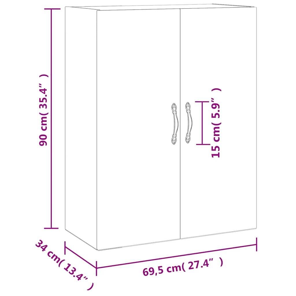 Zidni ormarić boja hrasta 69,5 x 34 x 90 cm konstruirano drvo