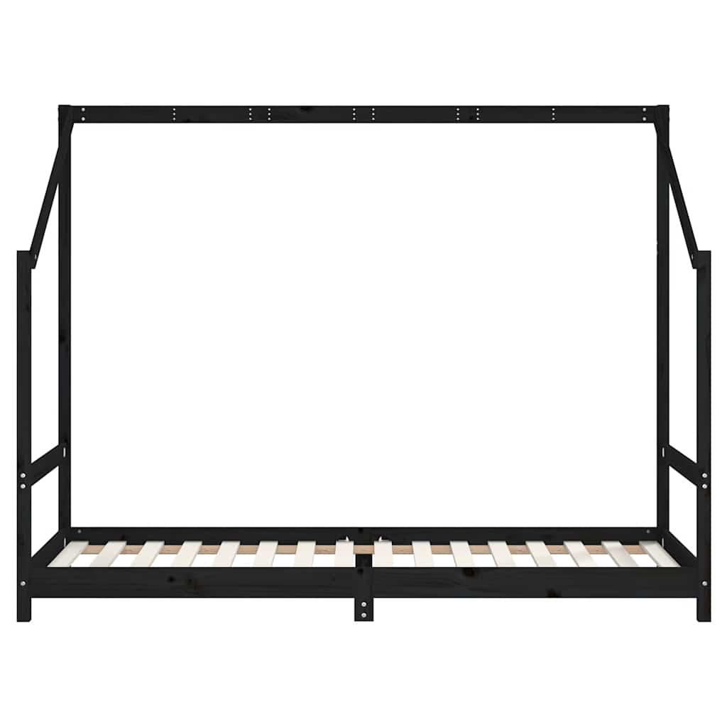 Okvir za dječji krevet crni 80 x 200 cm od masivne borovine