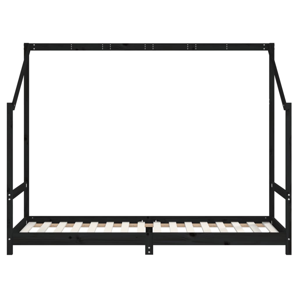 Okvir za dječji krevet crni 90 x 200 cm od masivne borovine