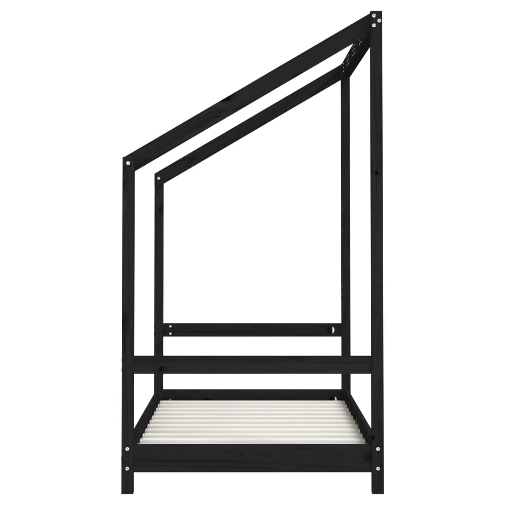 Okvir za dječji krevet crni 80 x 160 cm od masivne borovine