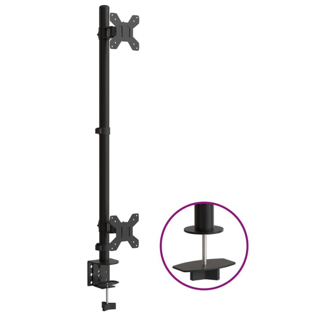 Dvostruki nosač za monitor crni čelični VESA 75/100 mm