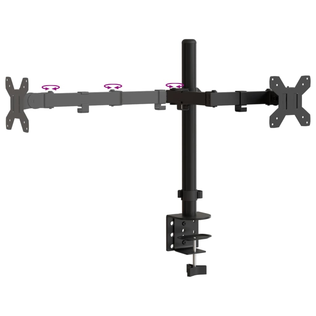 Dvostruki nosač za monitor crni čelični VESA 75/100 mm