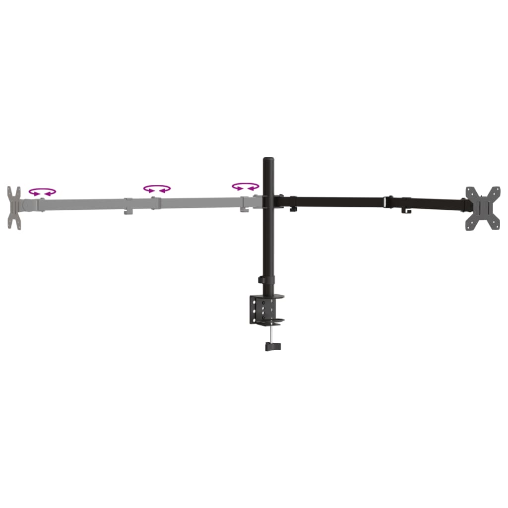 Trostruki stalak za monitor crni čelični VESA 75/100 mm