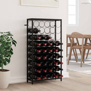 Stalak za vino za 45 boca crni 54 x 18 x 100 cm kovano željezo