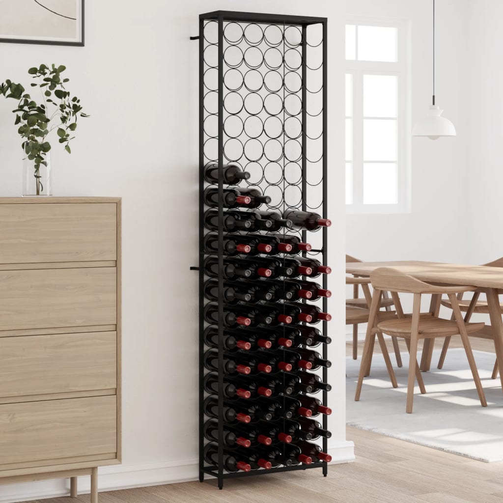 Stalak za vino za 95 boca crni 54 x 18 x 200 cm kovano željezo