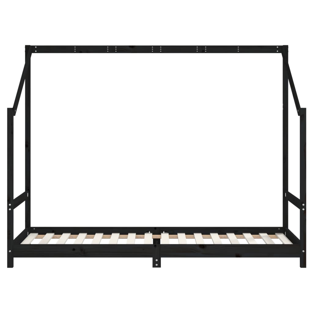 Okvir za dječji krevet crni 2x(80x200) cm masivna borovina