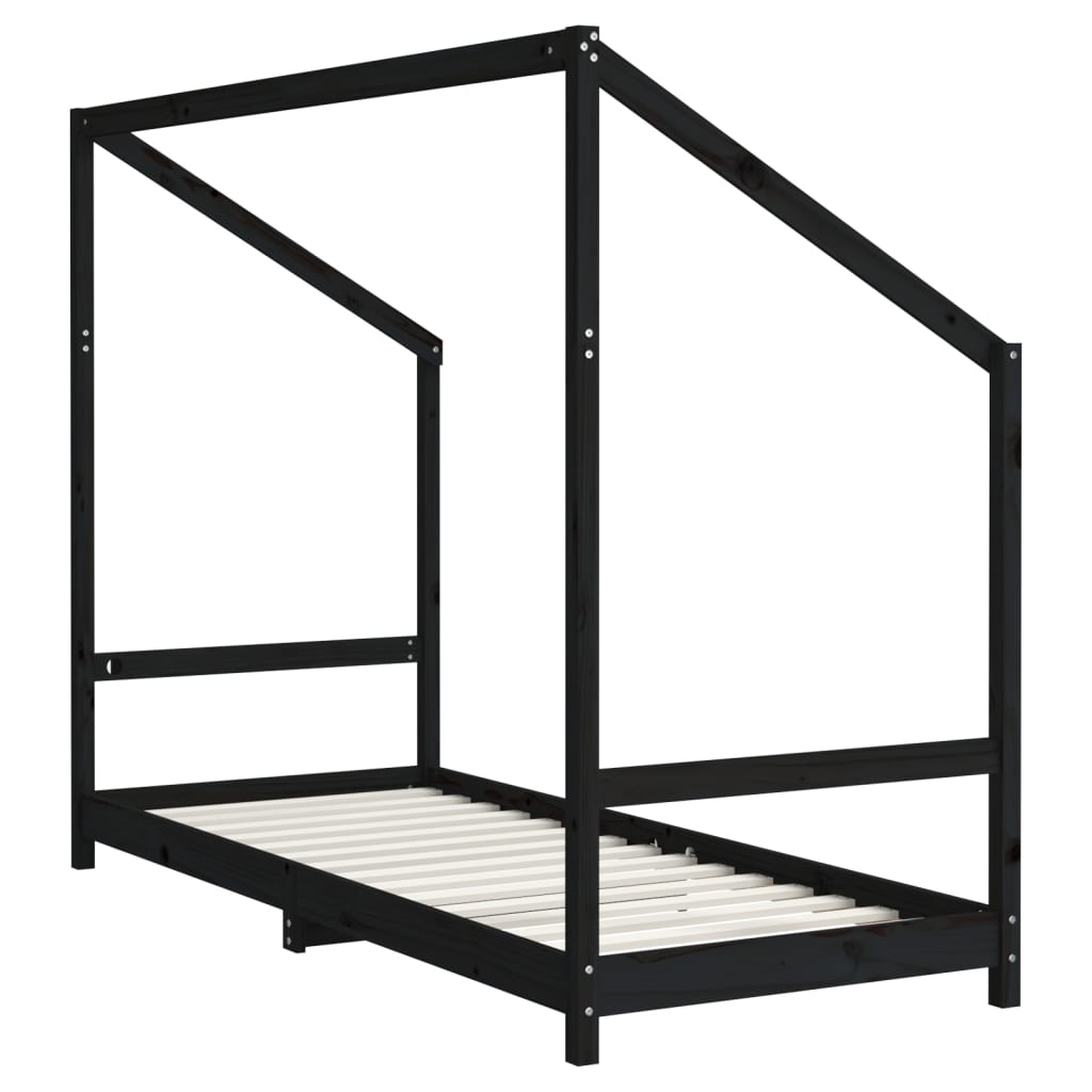 Okvir za dječji krevet crni 2x(80x200) cm masivna borovina