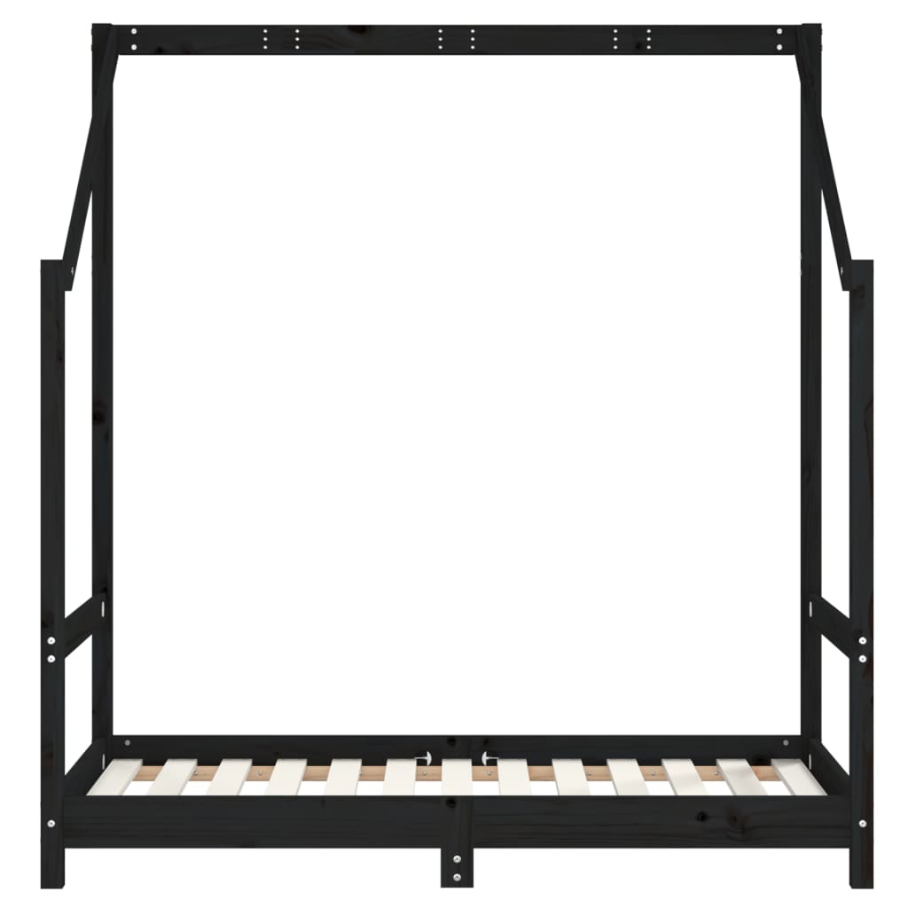 Okvir za dječji krevet crni 2x(70x140) cm od masivne borovine