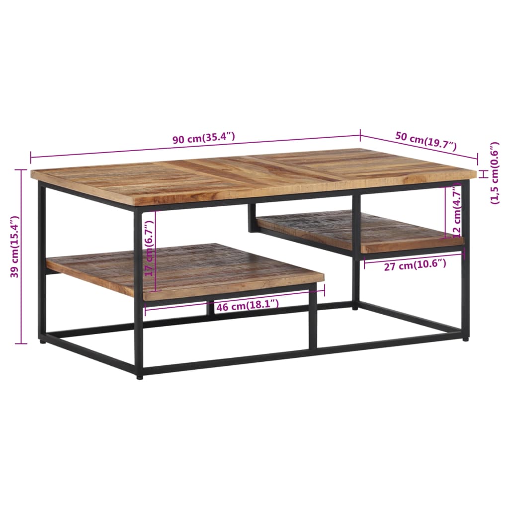 Stolić za kavu 90 x 50 x 39 cm od masivne obnovljene tikovine
