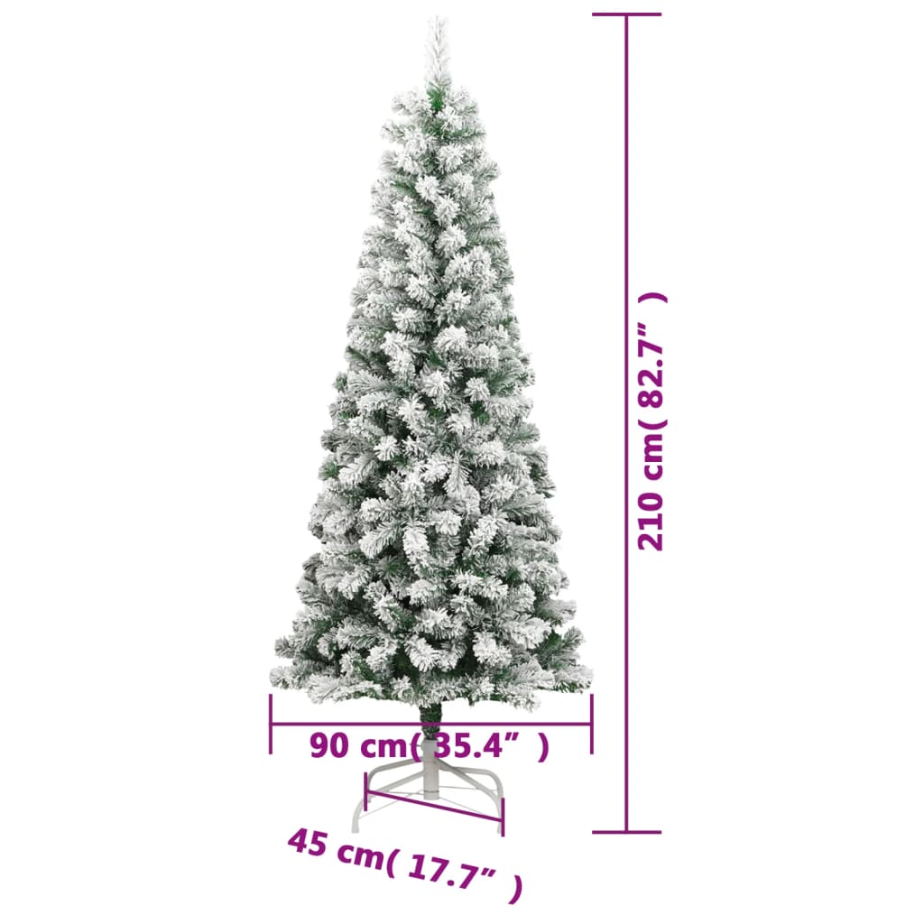 Umjetno božićno drvce sa šarkama i snijegom 210 cm