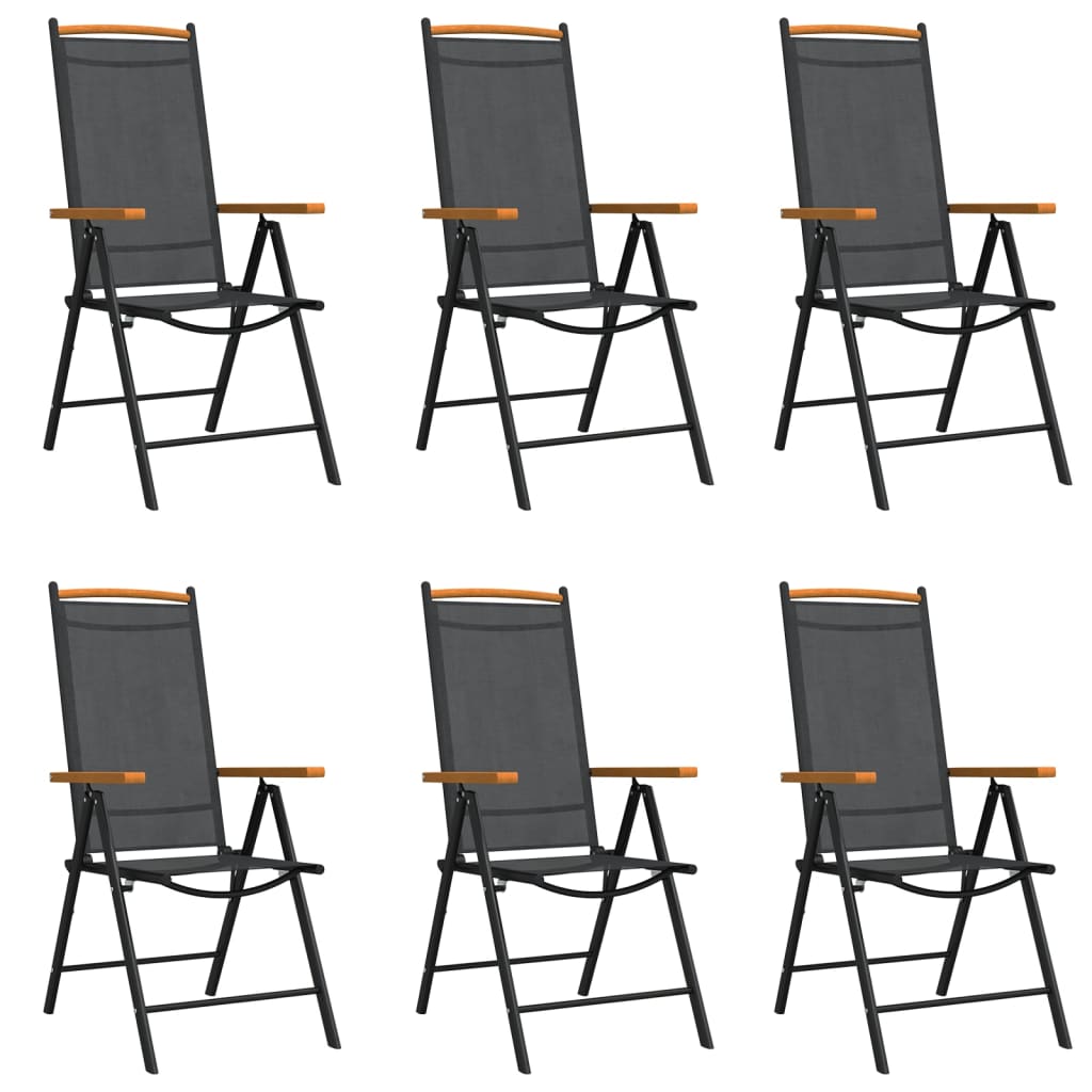 7-dijelni vrtni blagovaonski set crni aluminijski